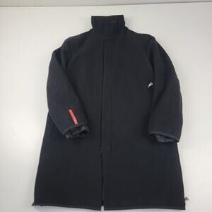 Prada Sport Linea Rossa Jacket Black Wool Full Zip Trench Coat Sz IT 46 Medium